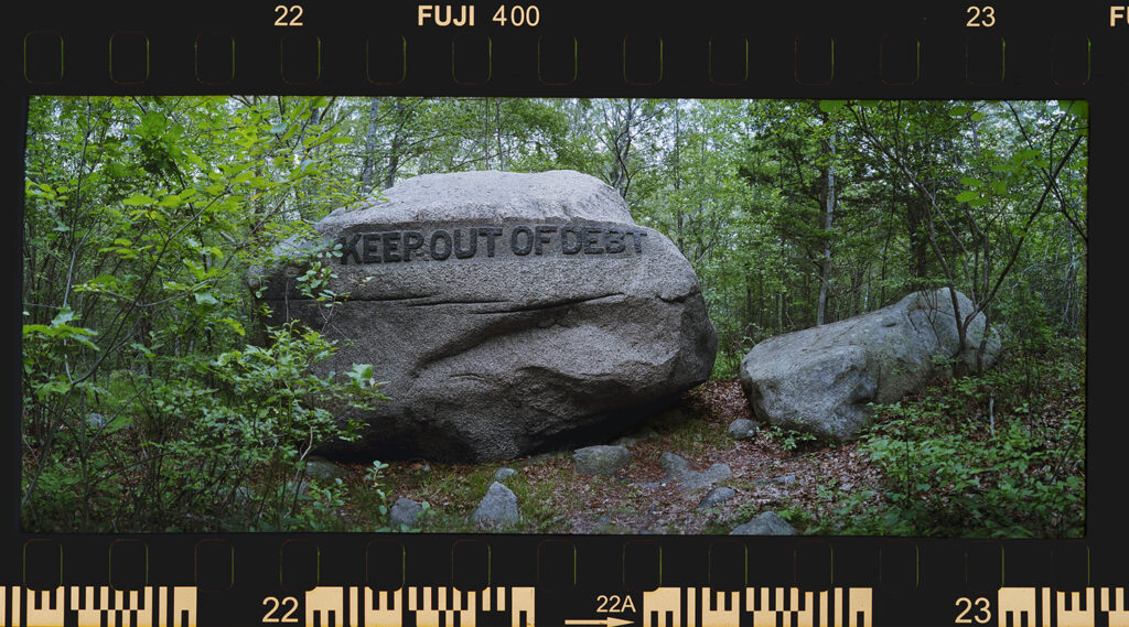 Dogwood Common artwork titled Keep Out of Debt from the Rocky Neck Artist Colony series by Chuck Davis.